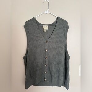 Vintage Eddie Bauer Ribbed Knit Button Front Vest in Sage Green